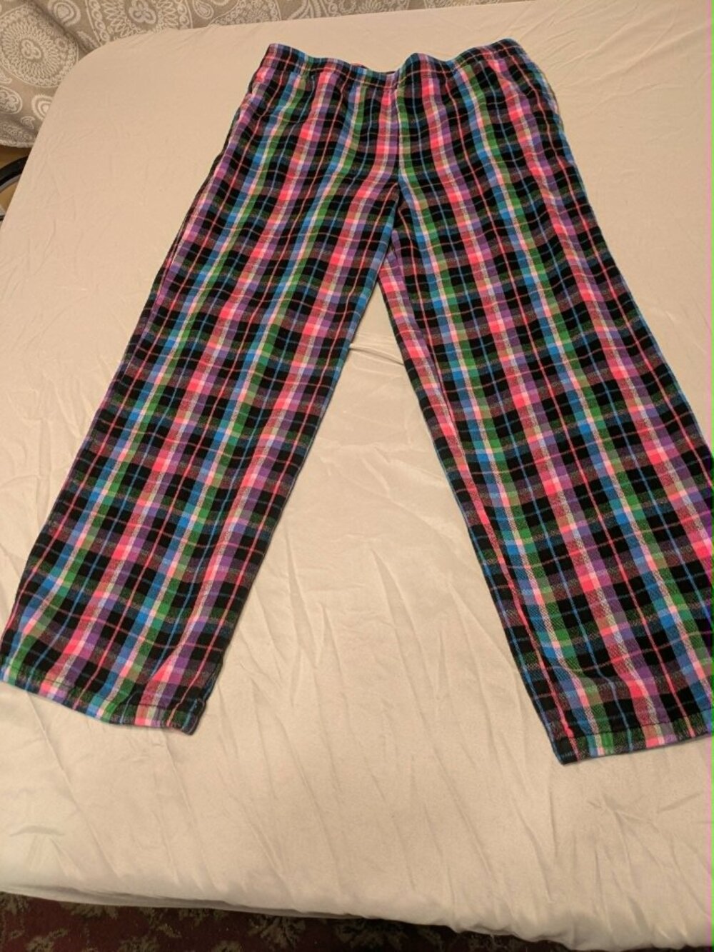 Roudelain Plaid Pajama Pants Lounge Sleepwear Multicolor Size Small